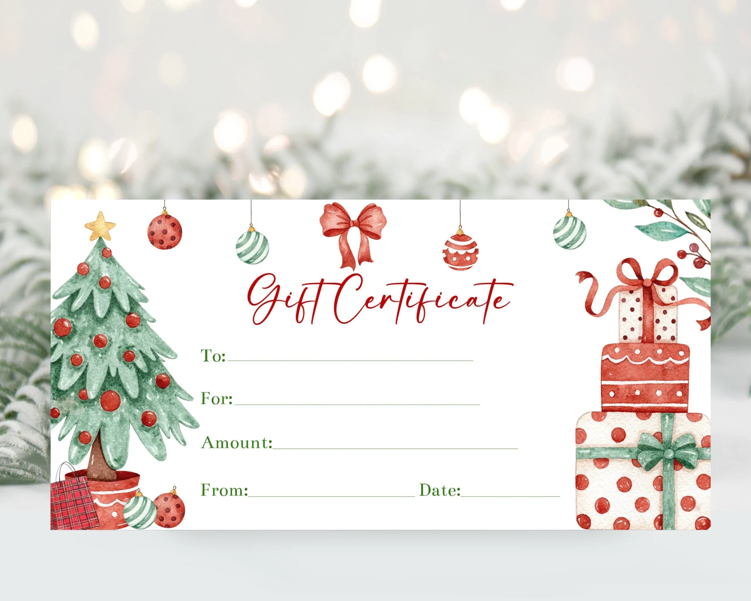 Christmas Gift Certificate Voucher Template Editable Christmas 