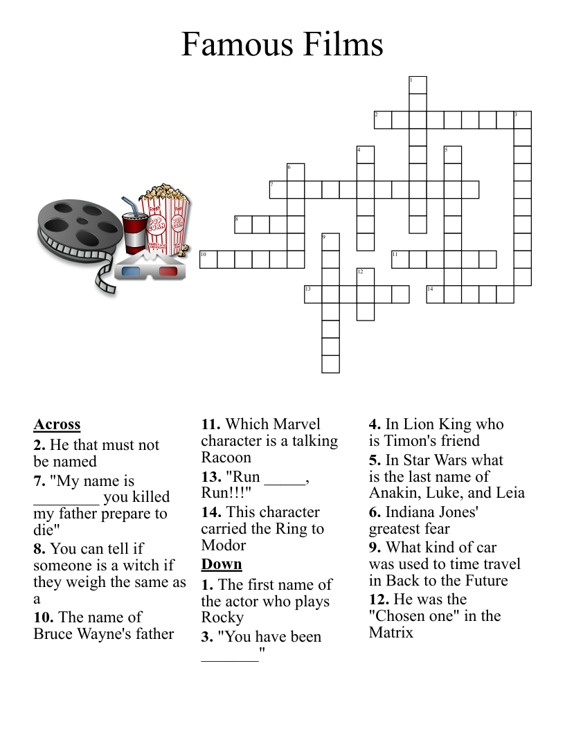 Christmas Movie Crossword WordMint