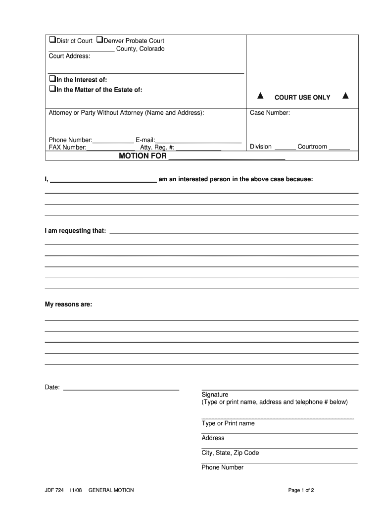 CO JDF 724 Form Fill Online Printable Fillable Blank PdfFiller