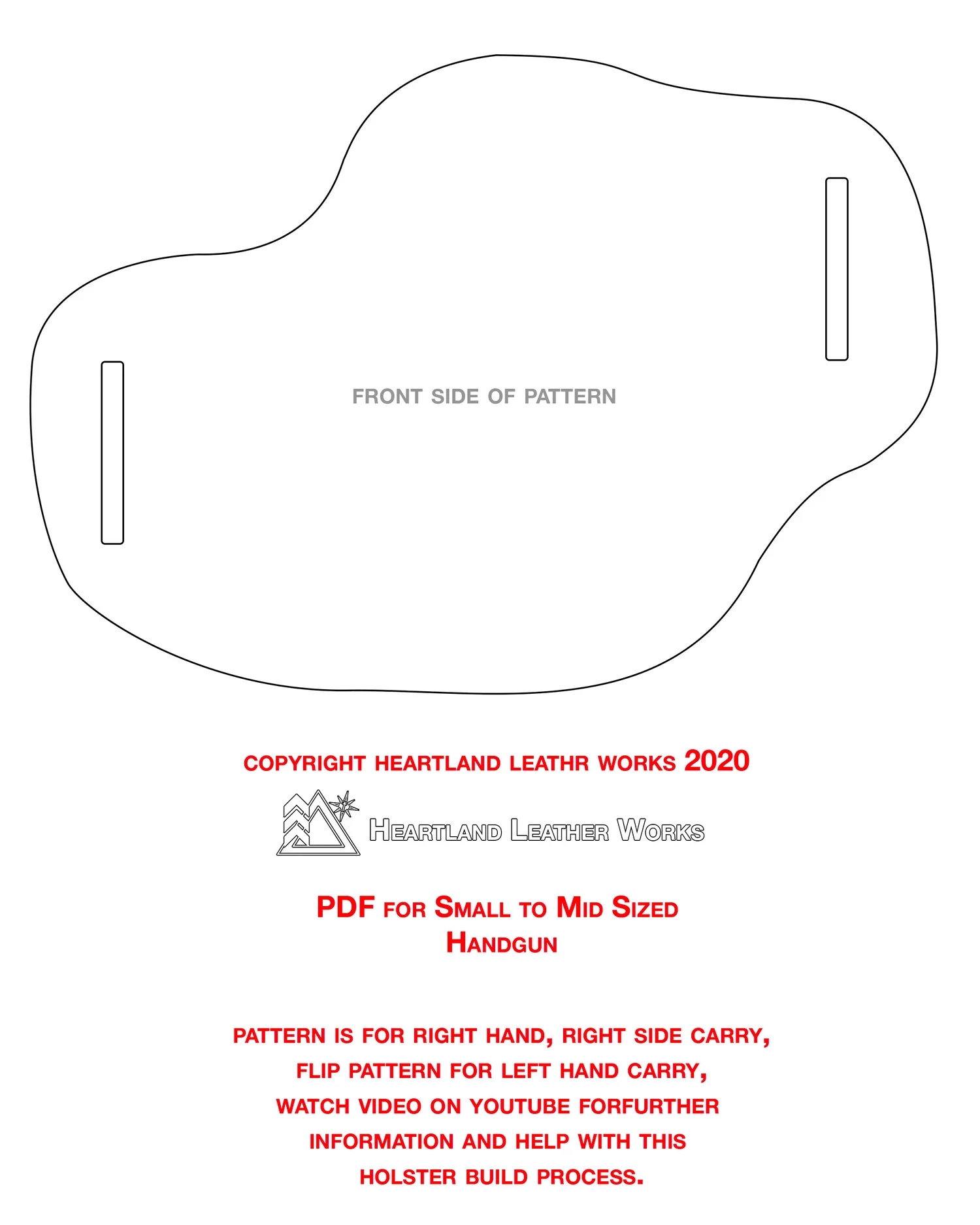 Compact Holster Pattern PDF Digital Download Heartland Leather Works