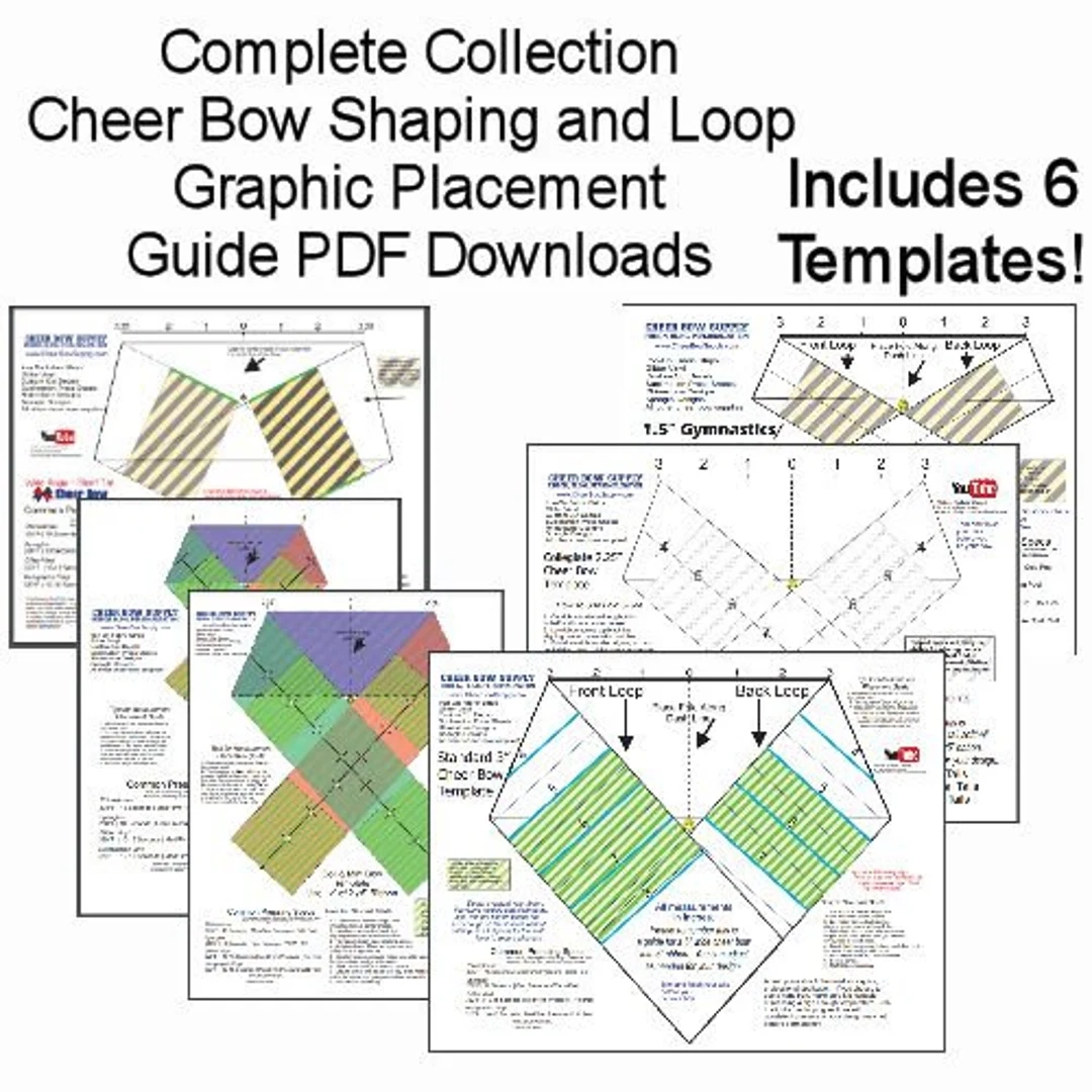 Complete Set Of Printable Cheer Bow Template And Loop Graphic 