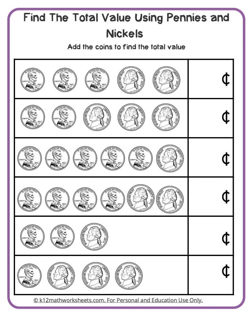 Free Money Worksheets Printable