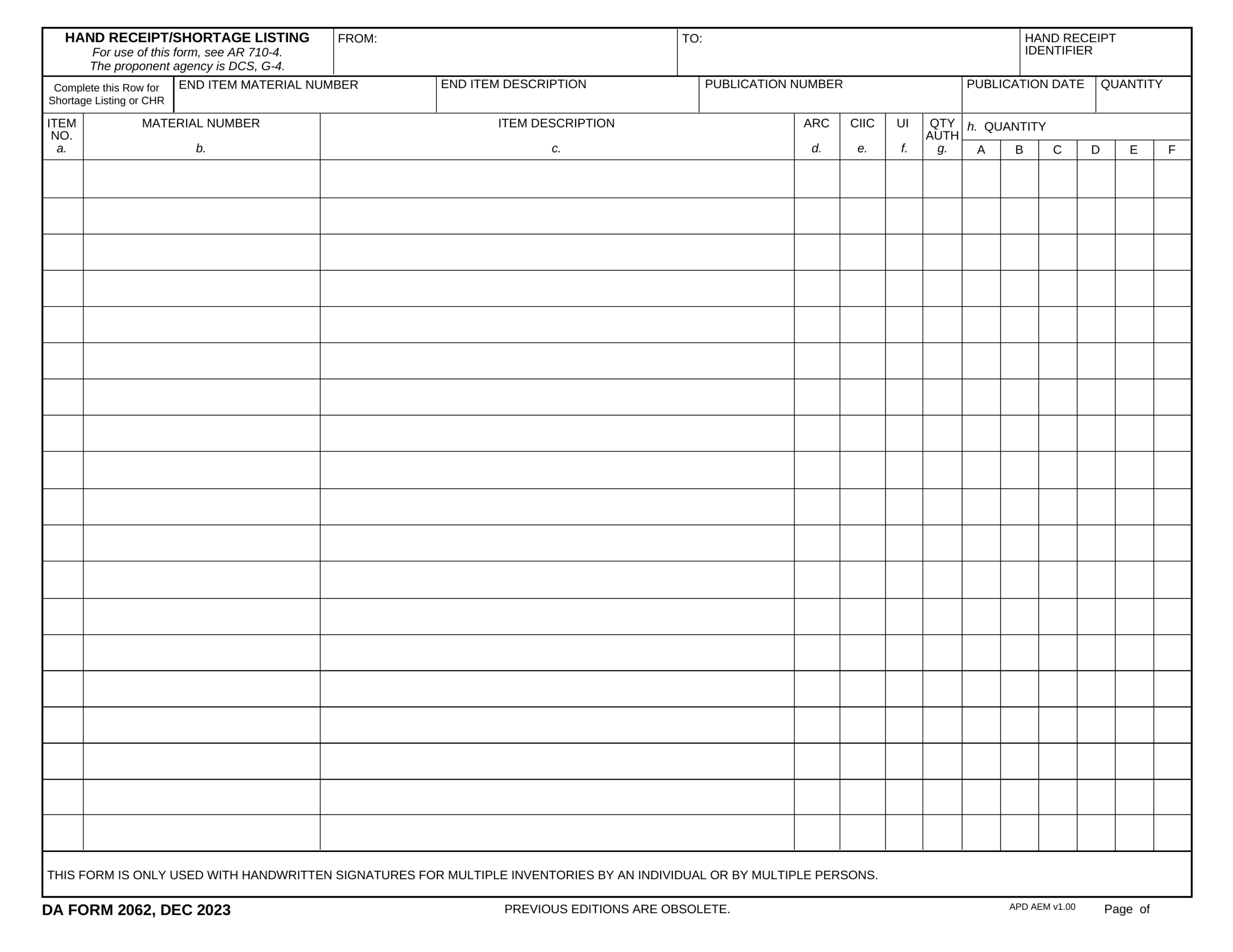 DA Form 2062 2024 2025 Fill Out Official Forms Online