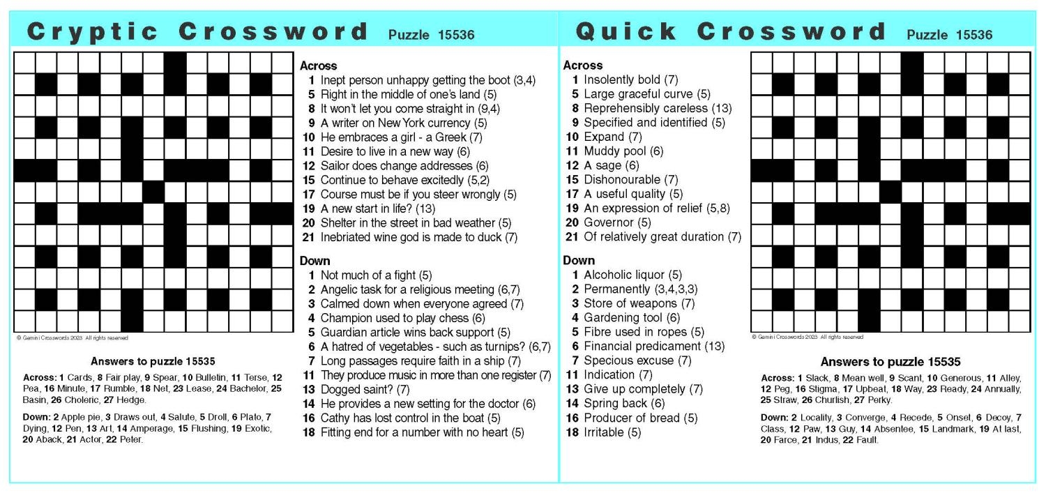 Daily Double Crossword 13x13 Gem