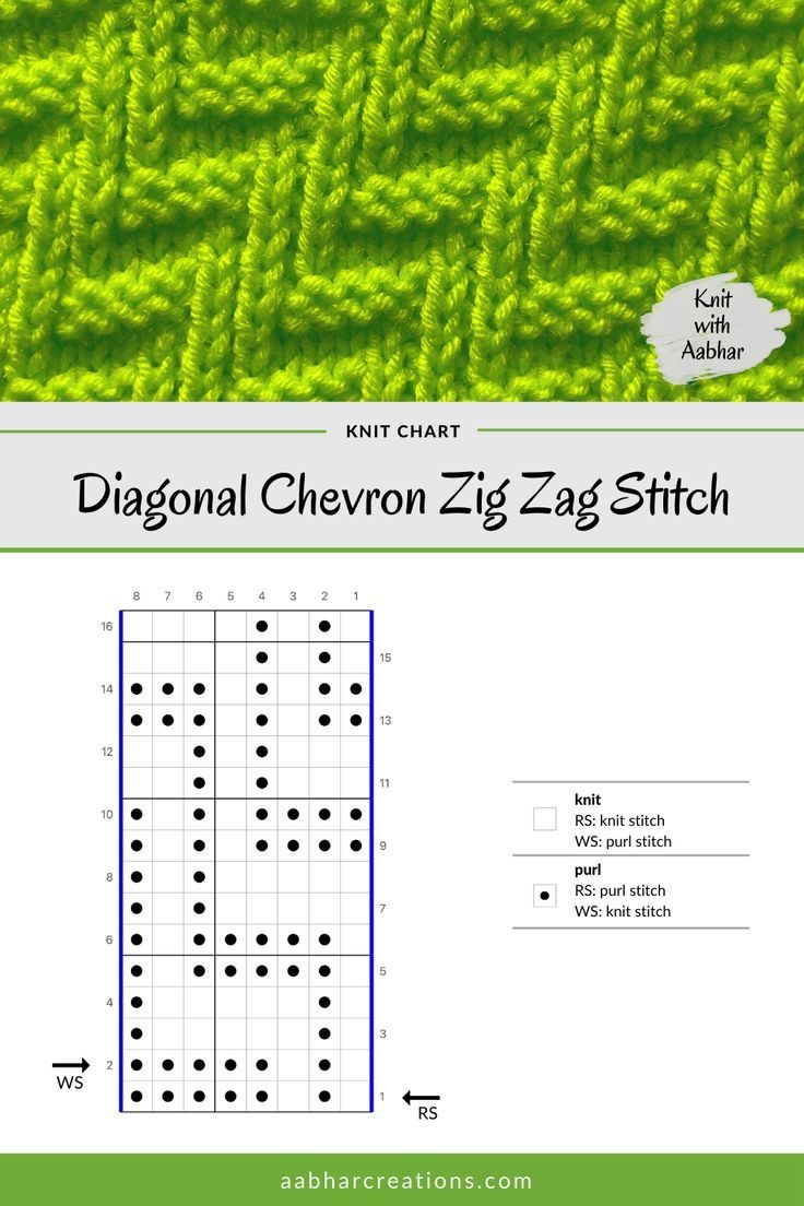 Diagonal Chevron Zig Zag Stitch Pattern Free Printable Knitting 
