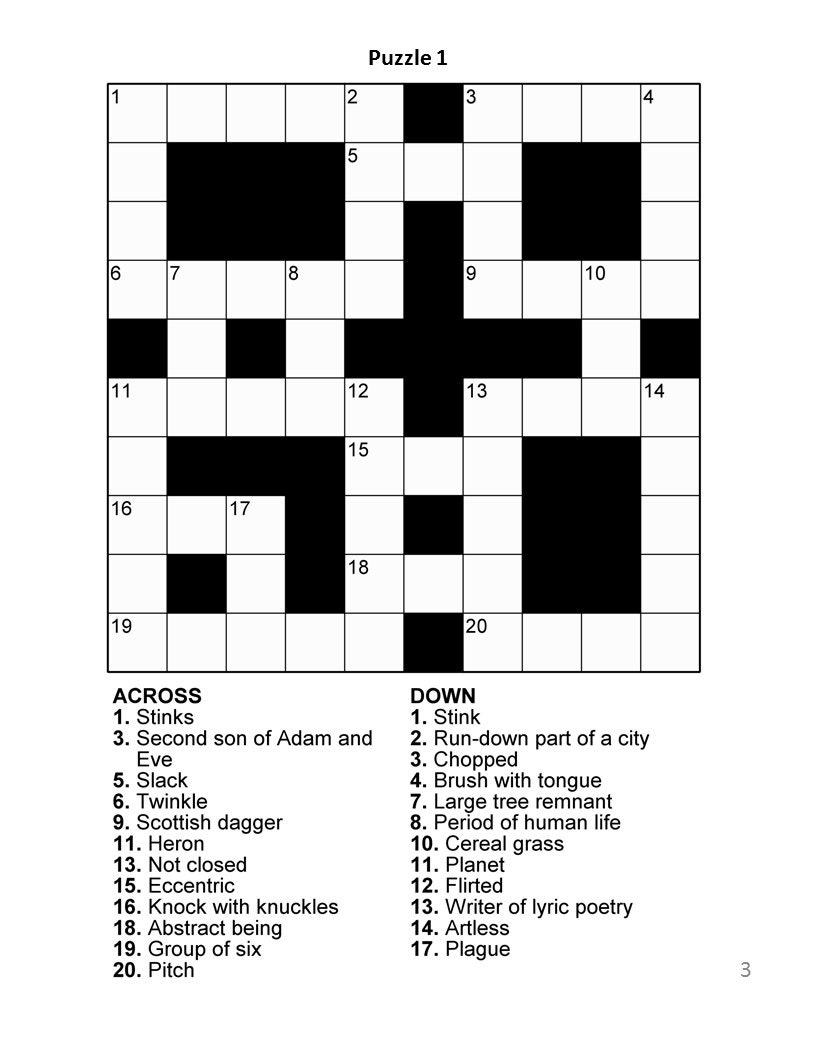 Printable Crossword Puzzles Easy For Adults