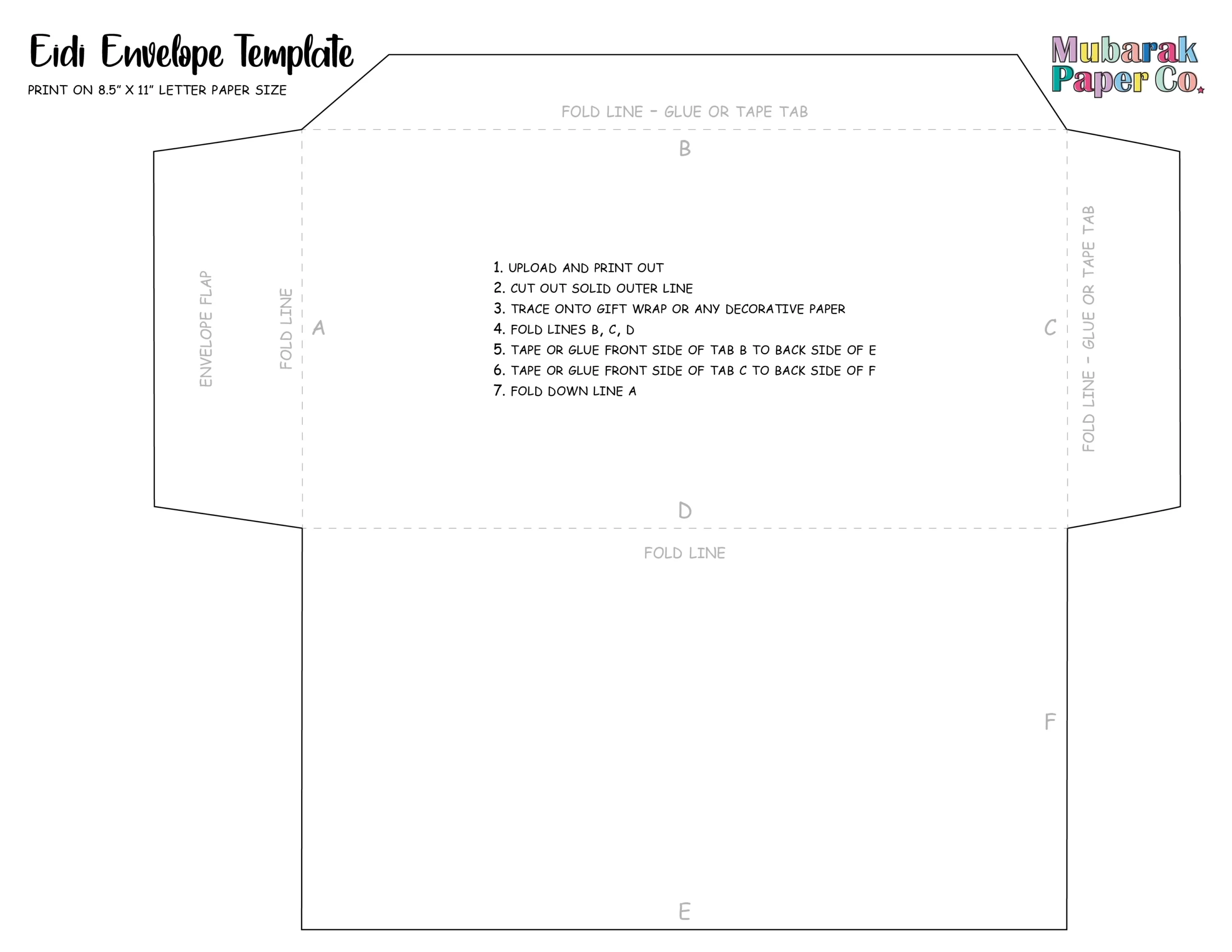 DIY Money Envelope Template Mubarak Paper Co 