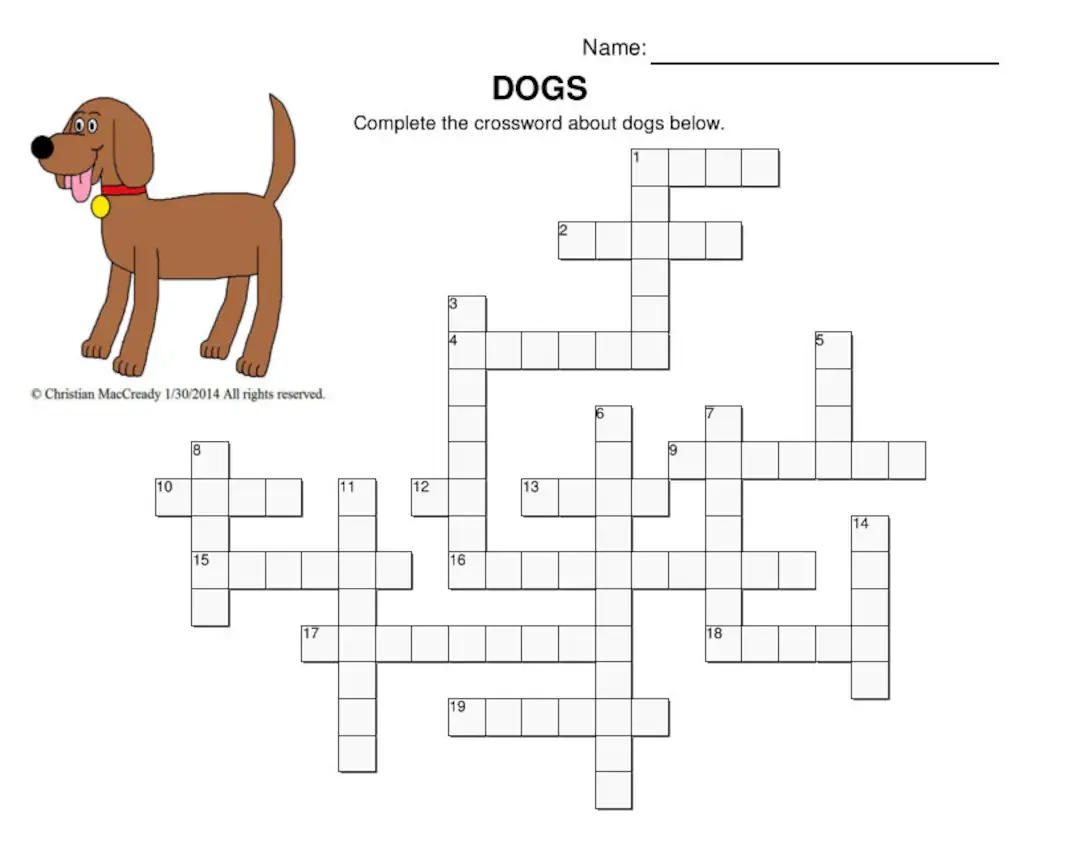 Dogs Crossword Puzzles Etsy