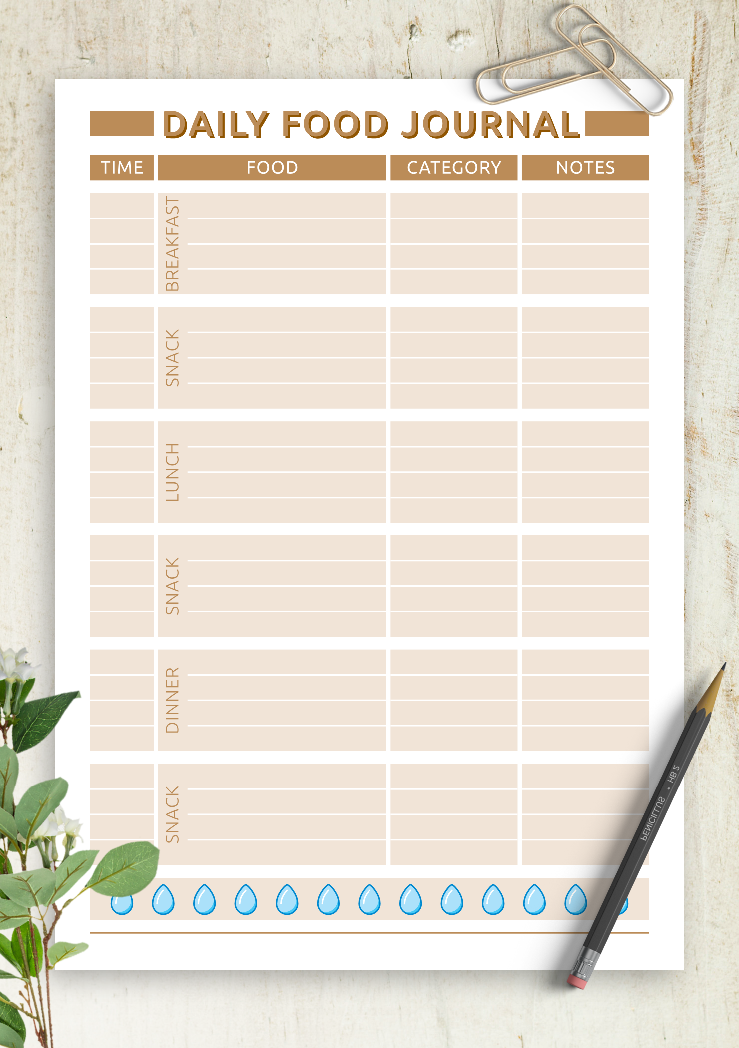 Food Journal Template Printable