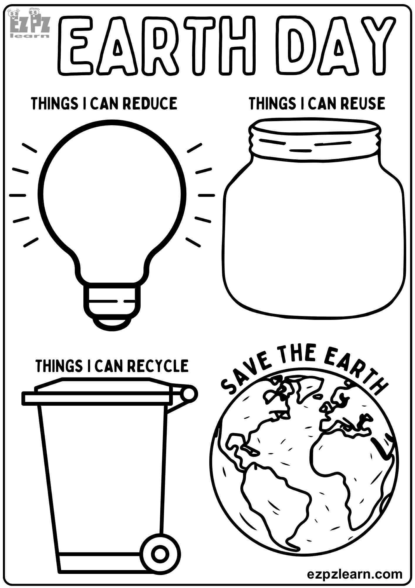 Earth Day Reduce Reuse And Recycle Ezpzlearn