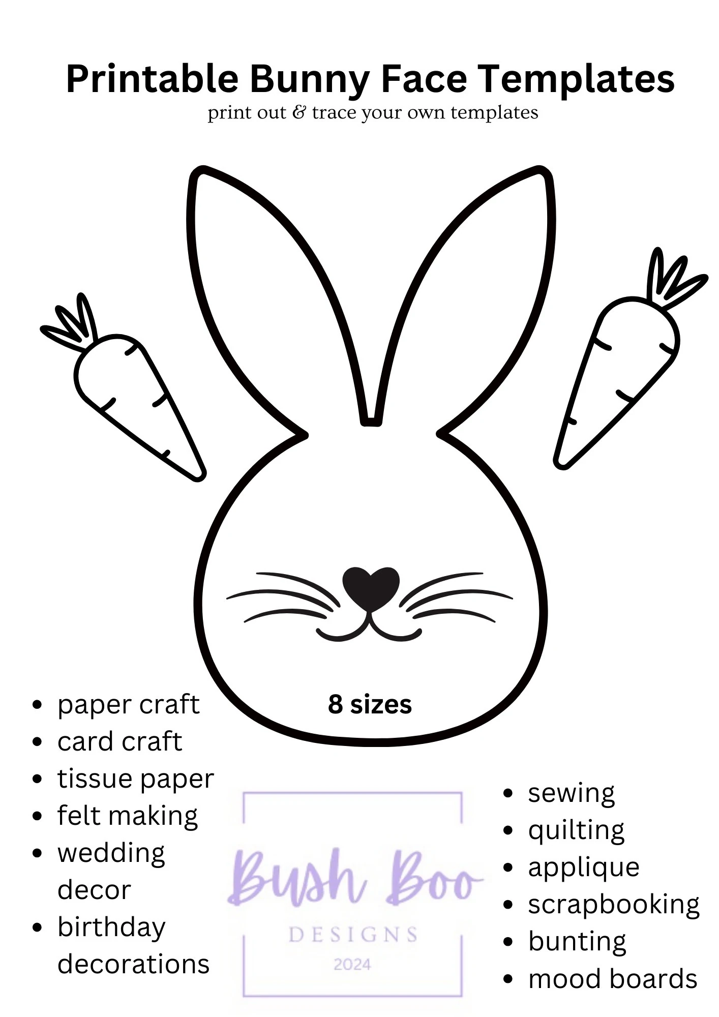 Easter Bunny Face Templates Papercraft Project PDF Download 