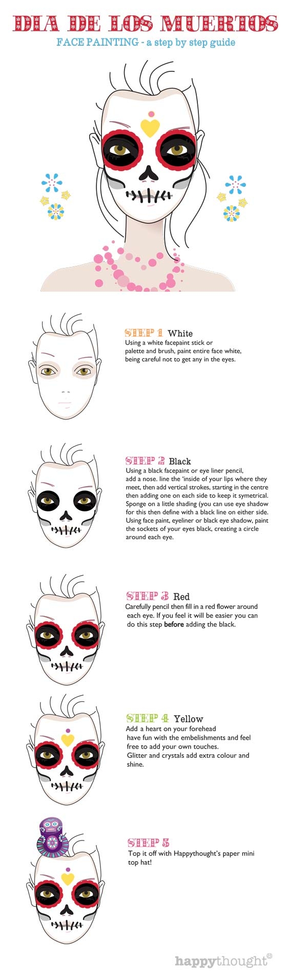 Easy Skull Face Paint Tutorial Be Creative Happythought