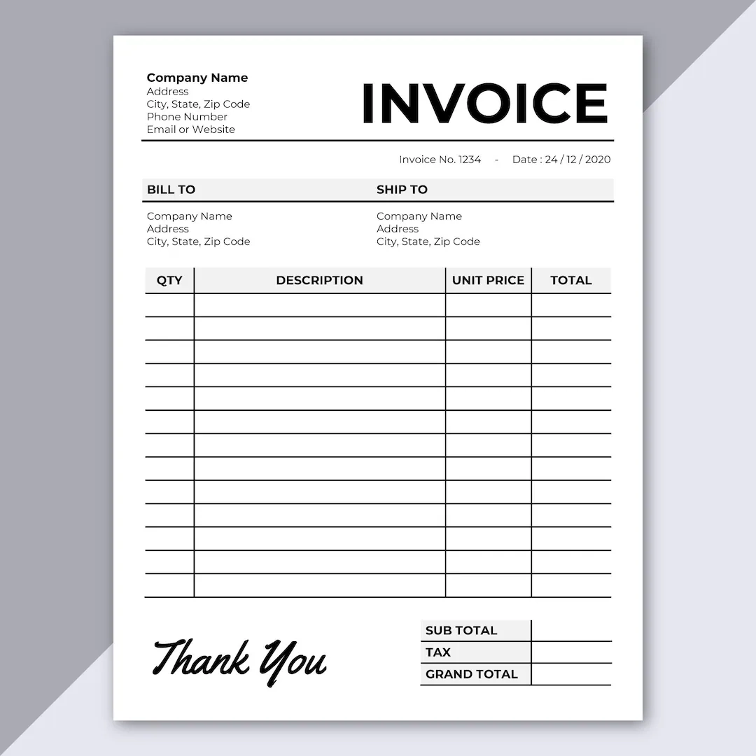 Invoice Template Printable Free