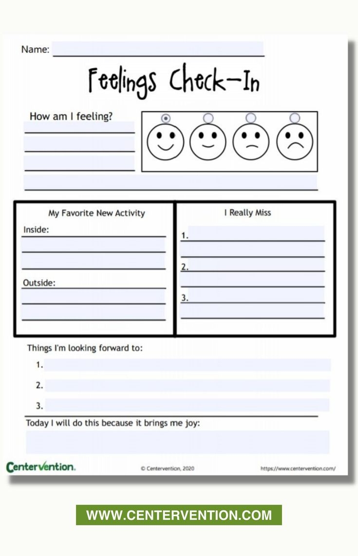 Emotional Check In For Students Free Worksheet For Elementary Or 