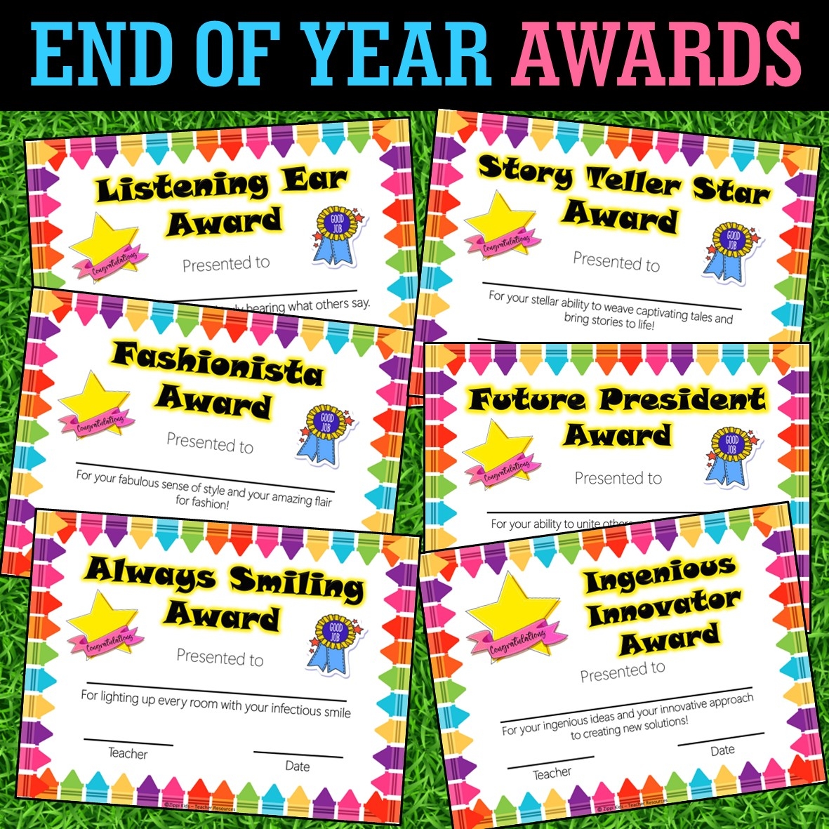 End Of The Year Awards Certificates For Graduation Zippi Kids