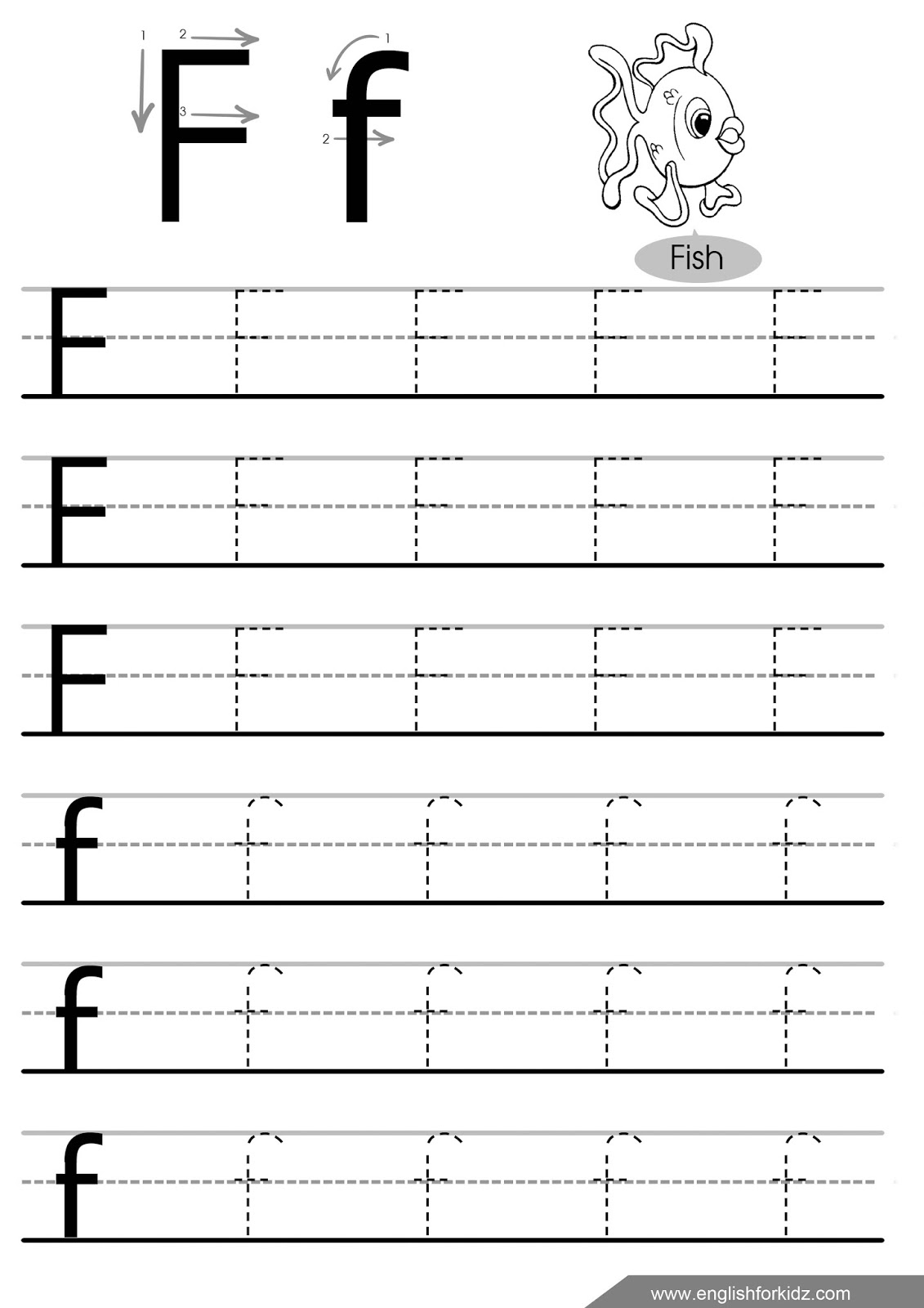 English For Kids Step By Step Letter F Worksheets Flash Cards 