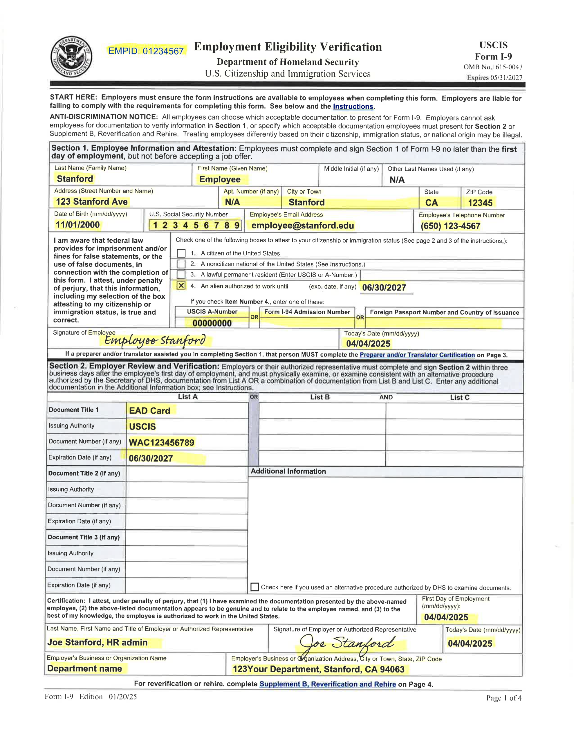 Irs Form I9 Printable
