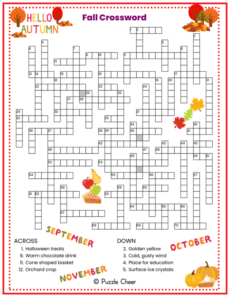 Teenage Crossword Puzzles Printable