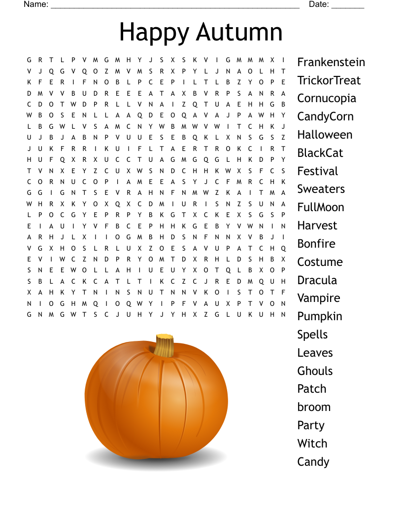 Free Printable Autumn Word Search Puzzles