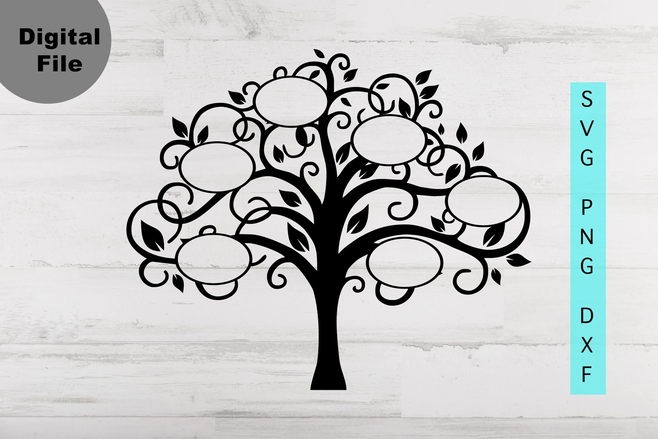 Family Tree 6 Members Svg Family Tree Oval Frame Svg png dxf File 