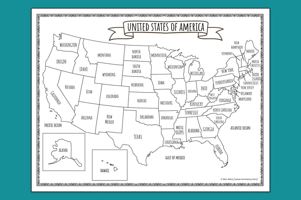Free Printable 50 States Printable Worksheets