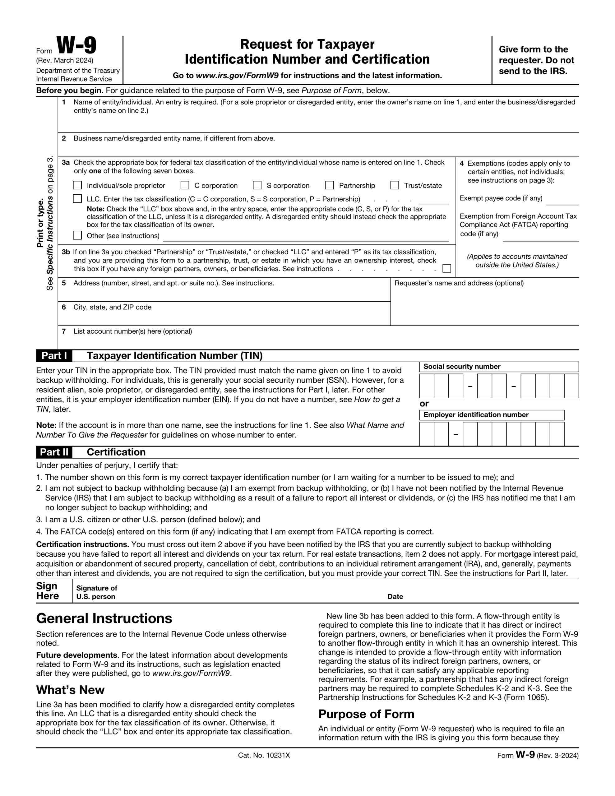 Fillable Form W 9 2024 2025 Fill Out W 9 Online amp Download