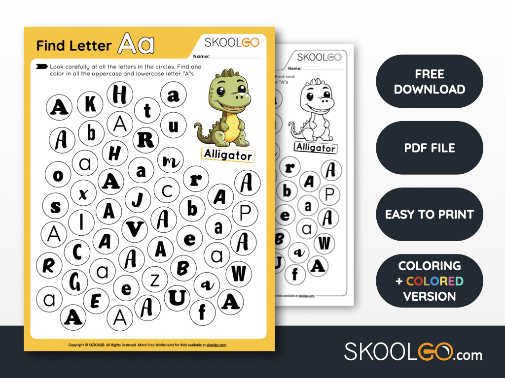 Find Letter A Free Worksheet For Kids SKOOLGO