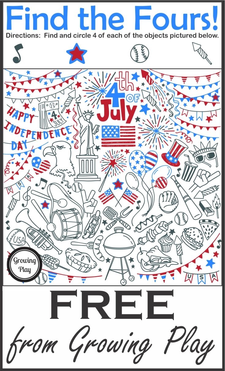 Find The Fours July 4th Freebie Puzzle To Celebrate Independence 