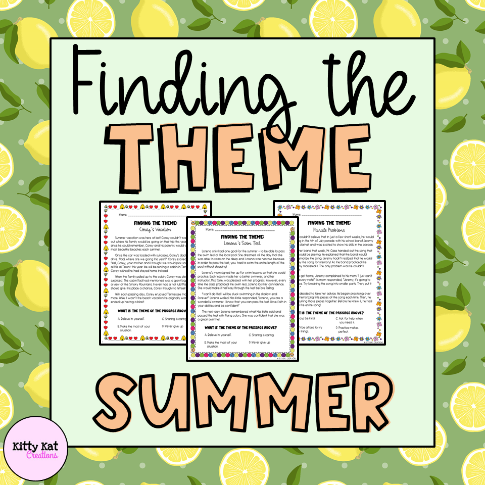 Finding The Theme Of A Story Teaching Theme Worksheets Summer 