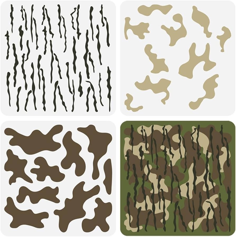 FINGERINSPIRE Pack Of 3 Layered Camo Stencils 30 X 30 Cm Camo 