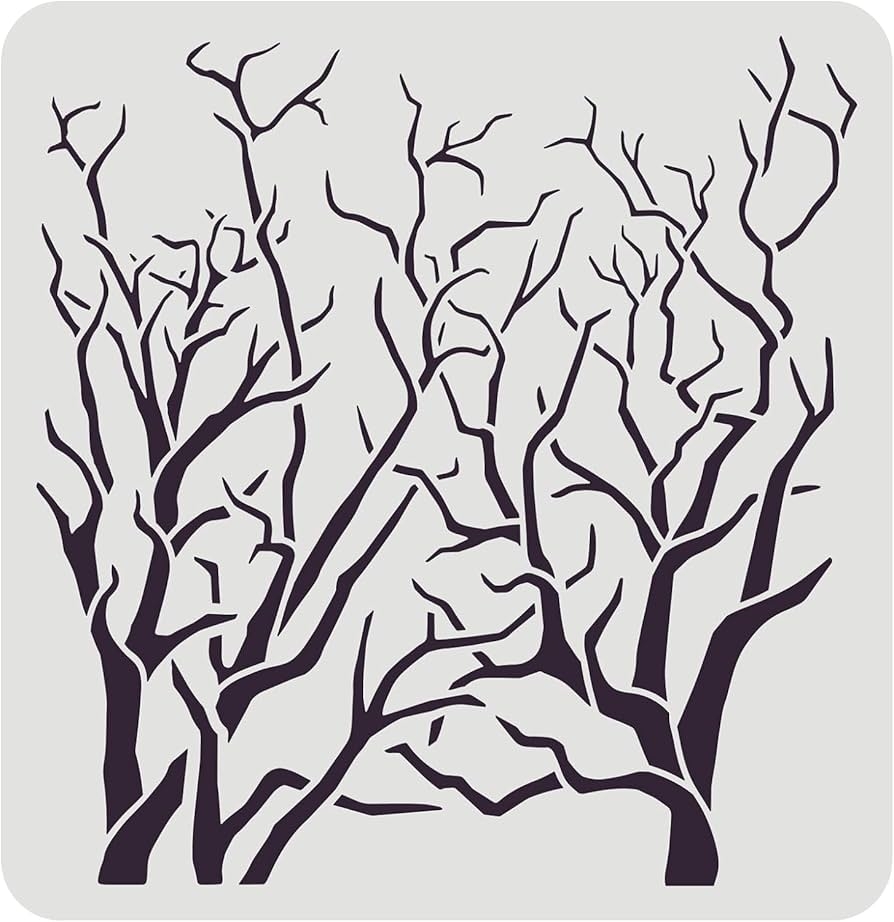 FINGERINSPIRE Tree Stencil With Branches 30 X 30 Cm Reusable Tree Drawing Stencil Branches Stencils For Painting Natural Plants Stencils For Painting 