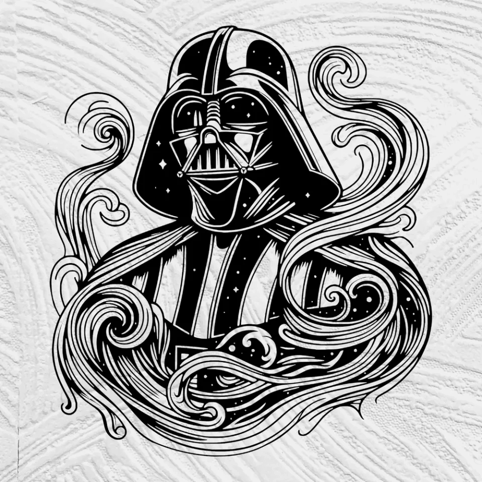 Flowing Line Art Darth Vader By The Line Art Guy Download Free 