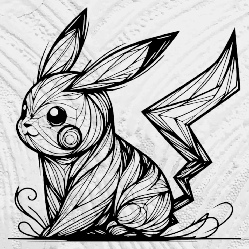 Flowing Line Art Pikachu By The Line Art Guy Download Free STL 