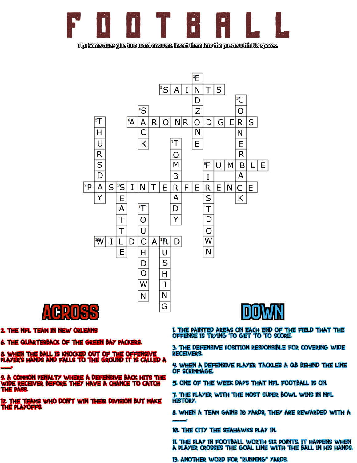 Football Crossword Answers Drops Of Ink
