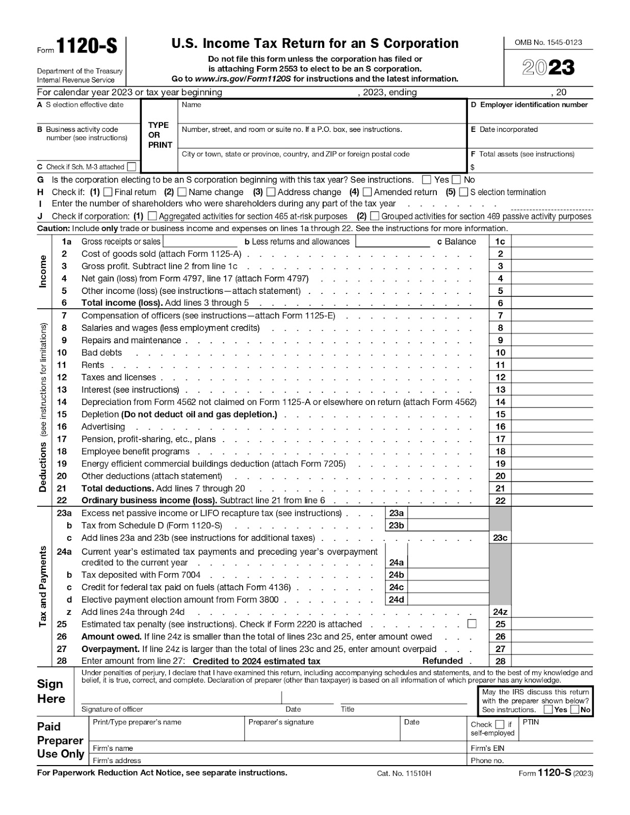Irs Form Llc Taxed As S Corp