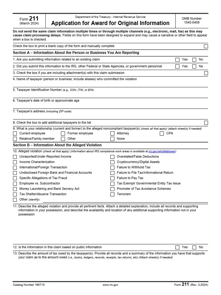 Form 211 PDF PDF Internal Revenue Service Taxes