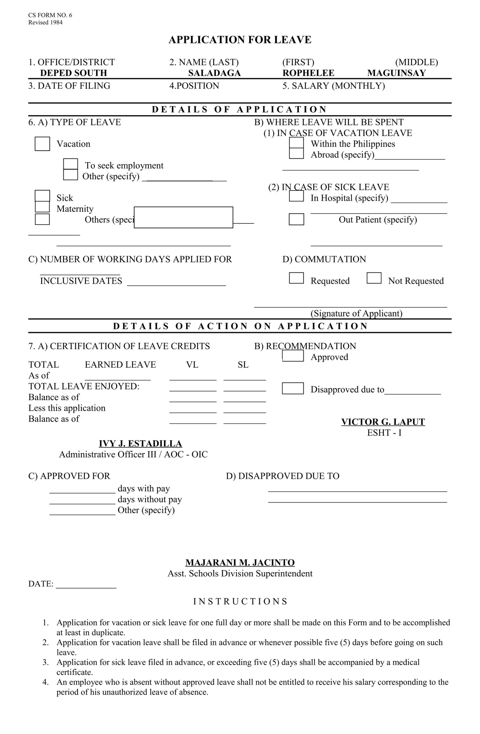 Latest Form 6 Deped