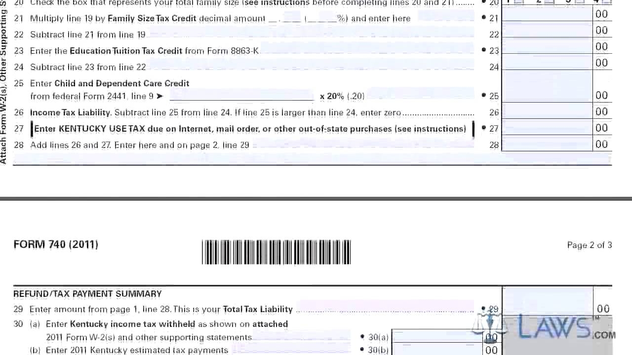 Printable Ky State Tax Form 740