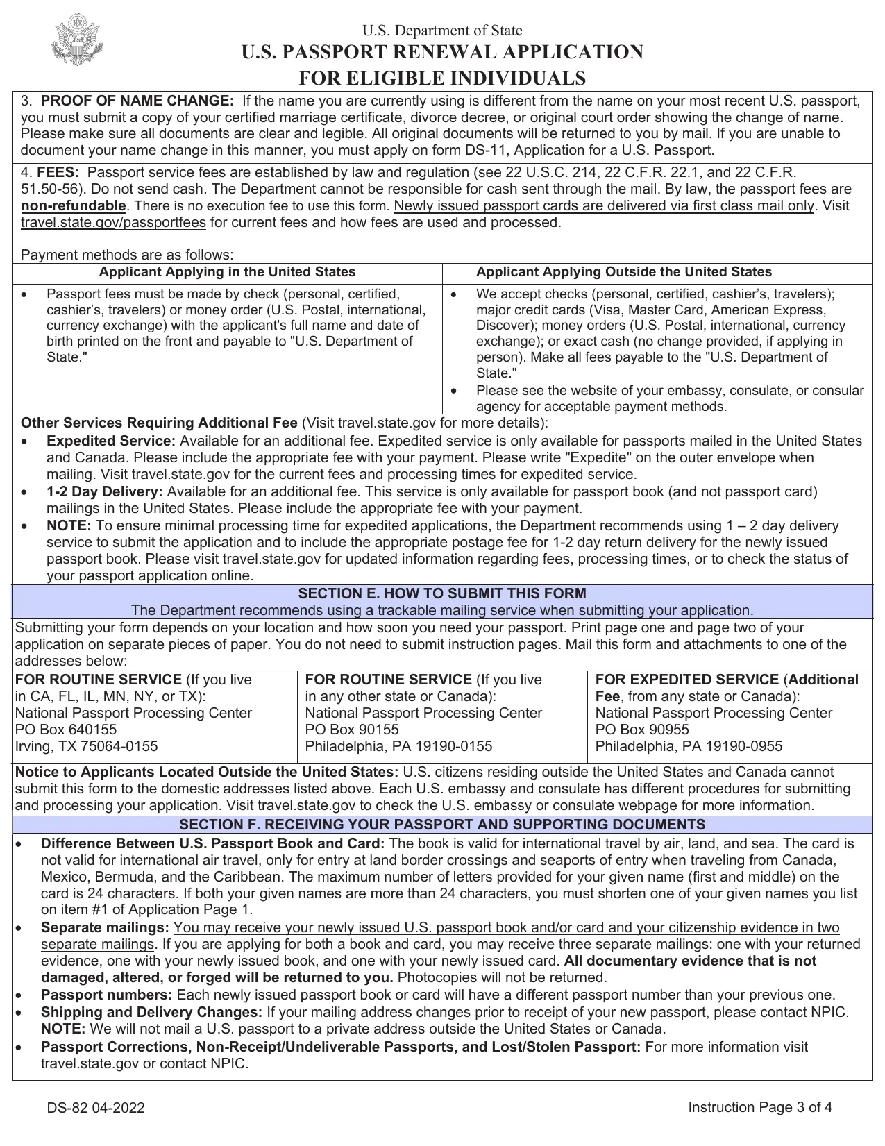 Passport Renewal Form Ds 82 Printable