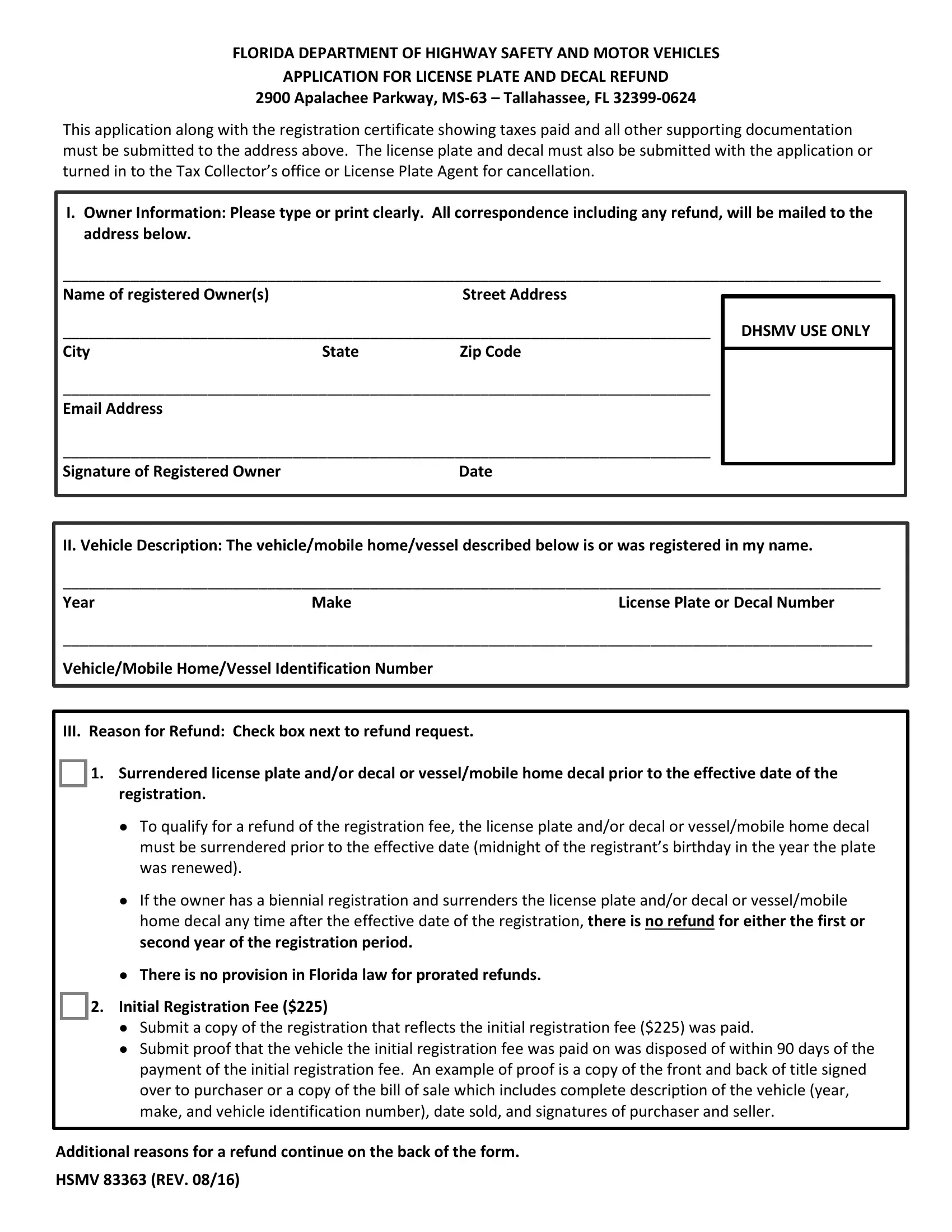 Form Hsmv 83060 Florida