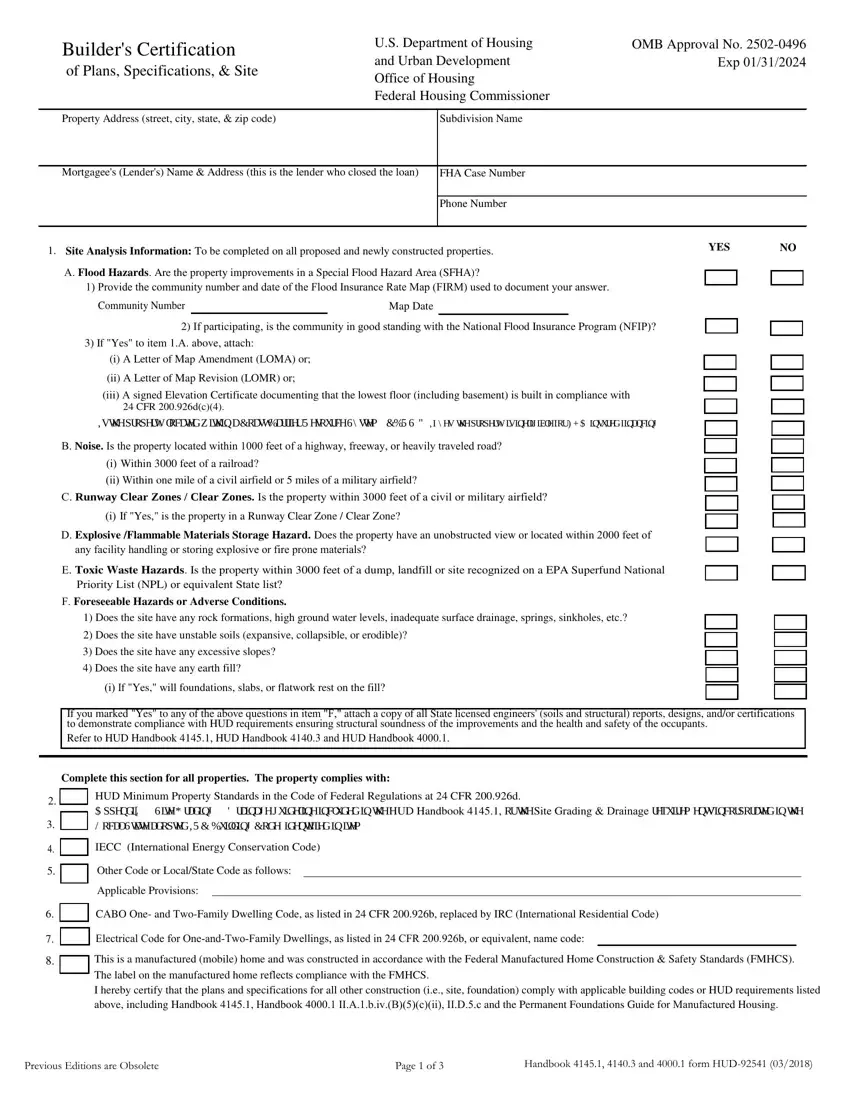 Form HUD 92541 Fill Out Printable PDF Forms Online
