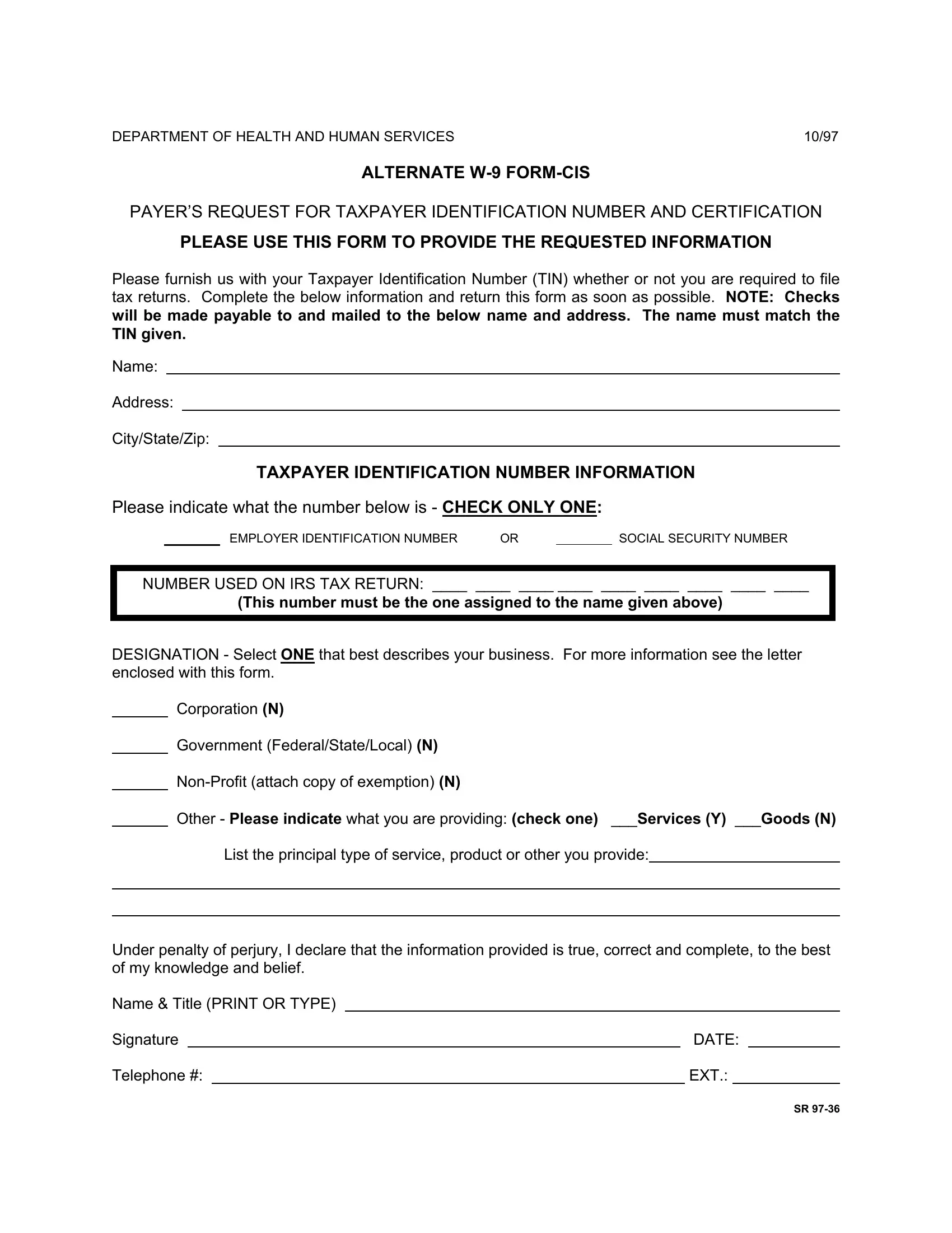 Form Sr 97 36 Fill Out Printable PDF Forms Online