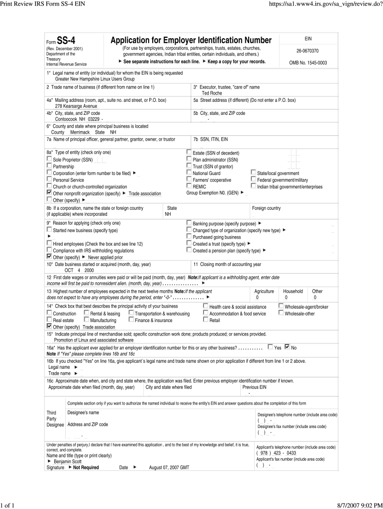 Irs Form Ss-4 Online
