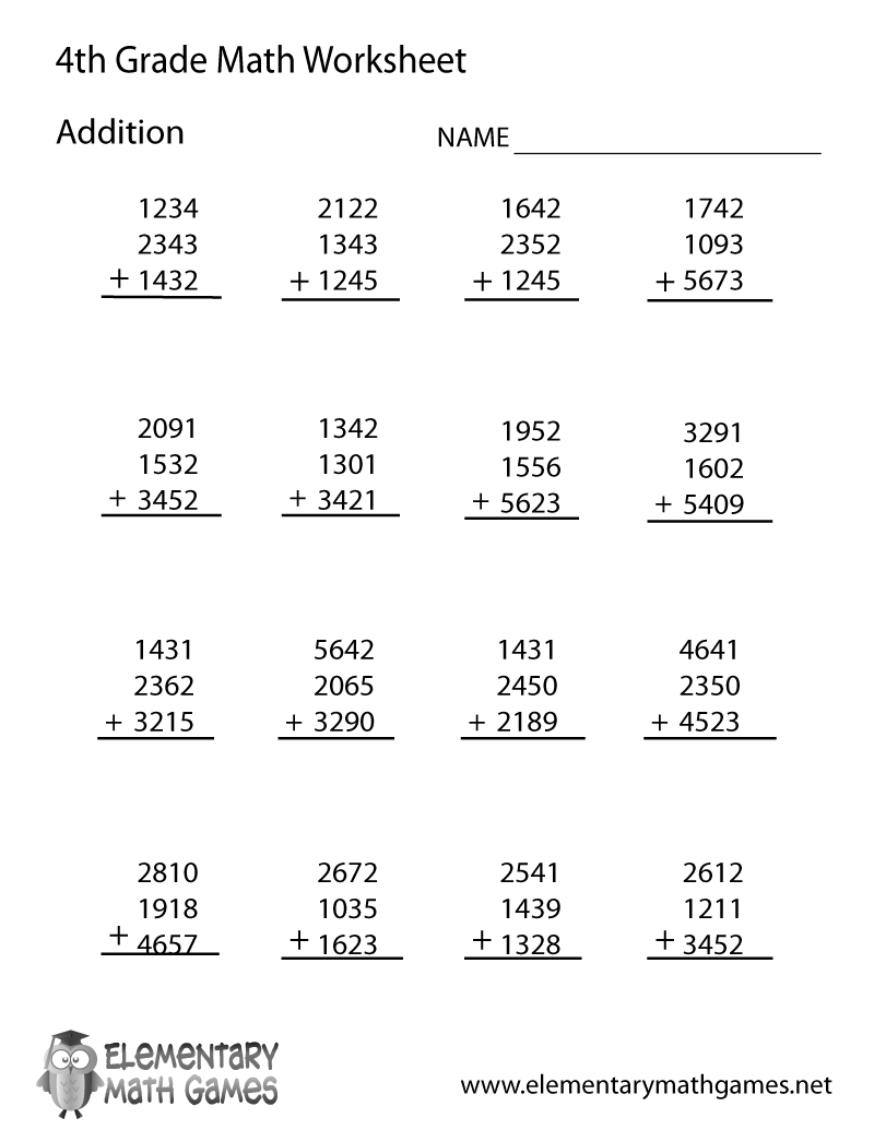 Free Math Worksheets Printable 4th Grade