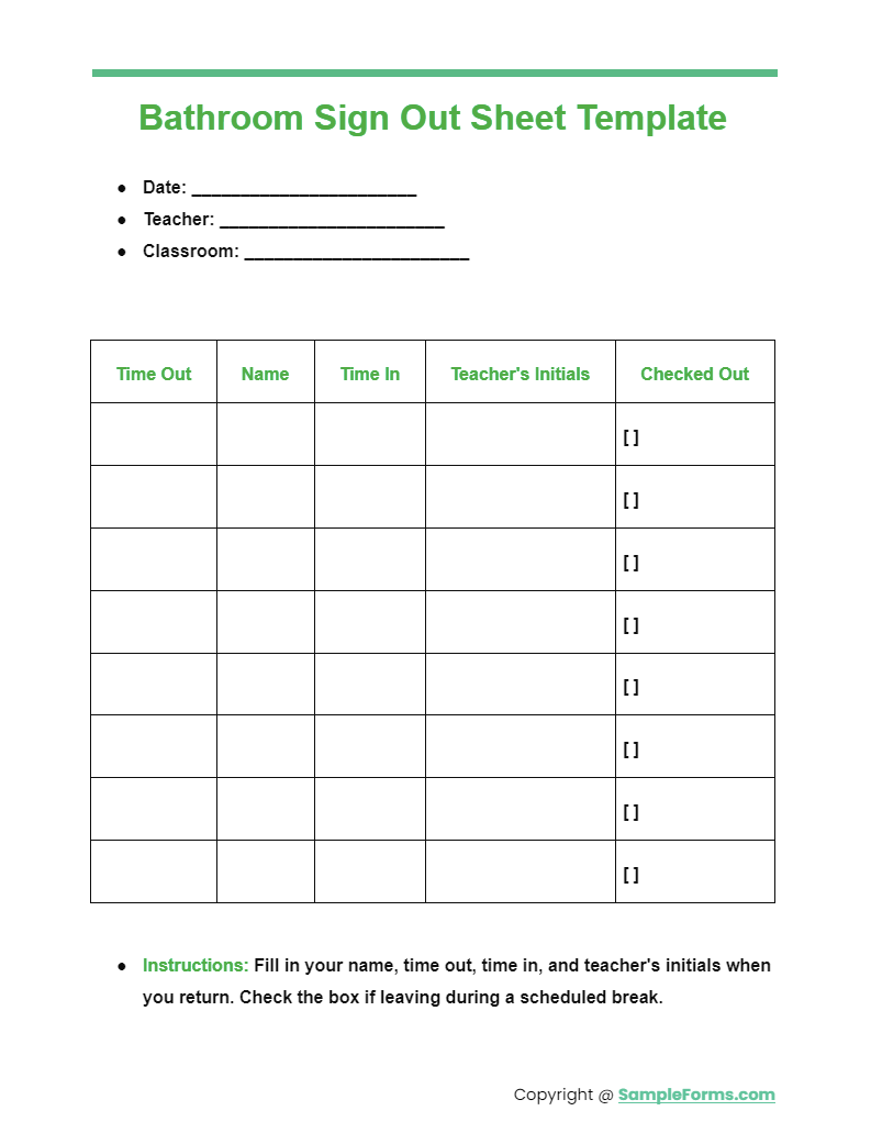 Free Printable Bathroom Sign Out