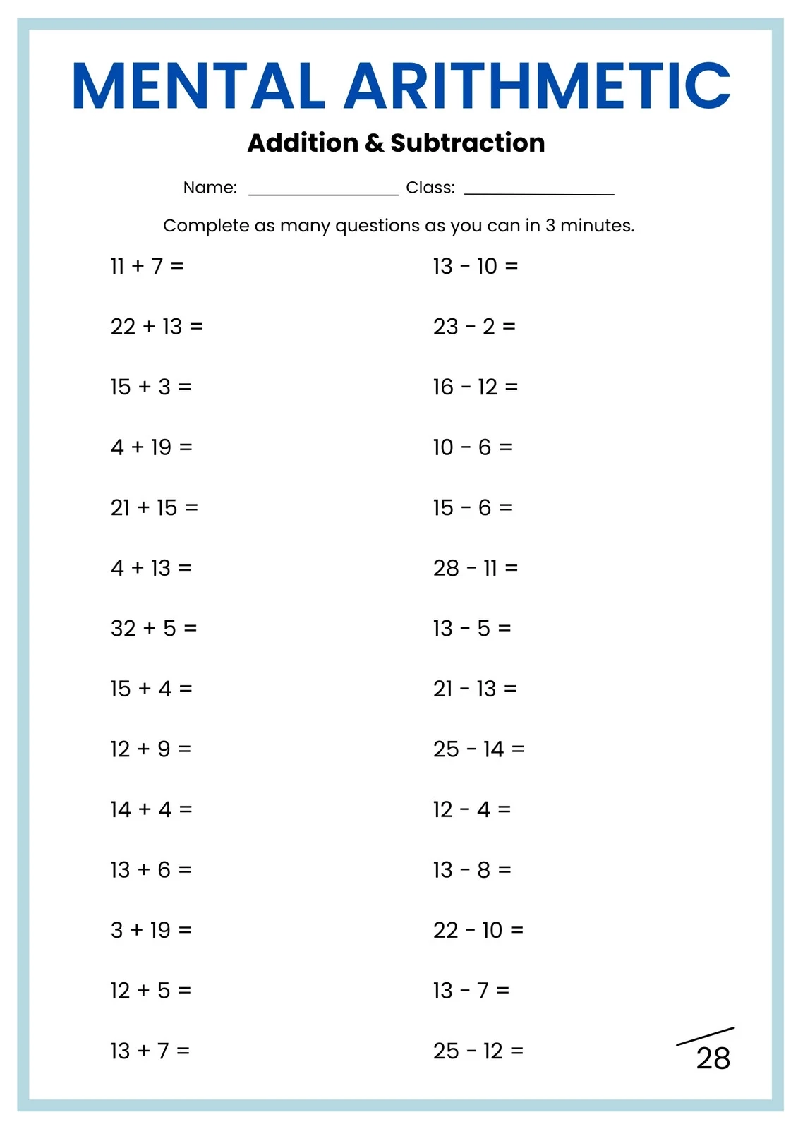 Printable Third Grade Math Worksheets