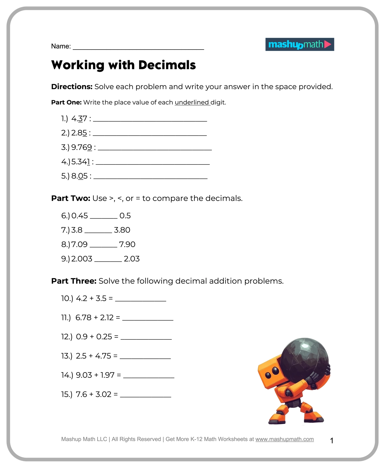 Free Math Printable Worksheets For 5th Grade