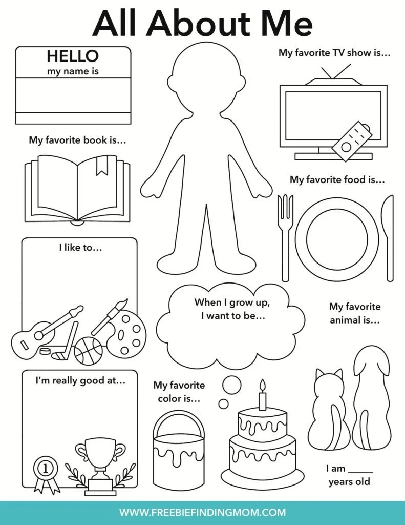All About Me Free Printable Worksheets