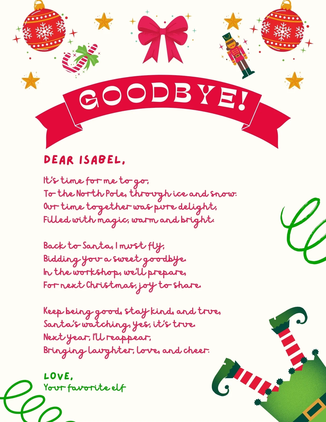 Elf On The Shelf Template Printable Free