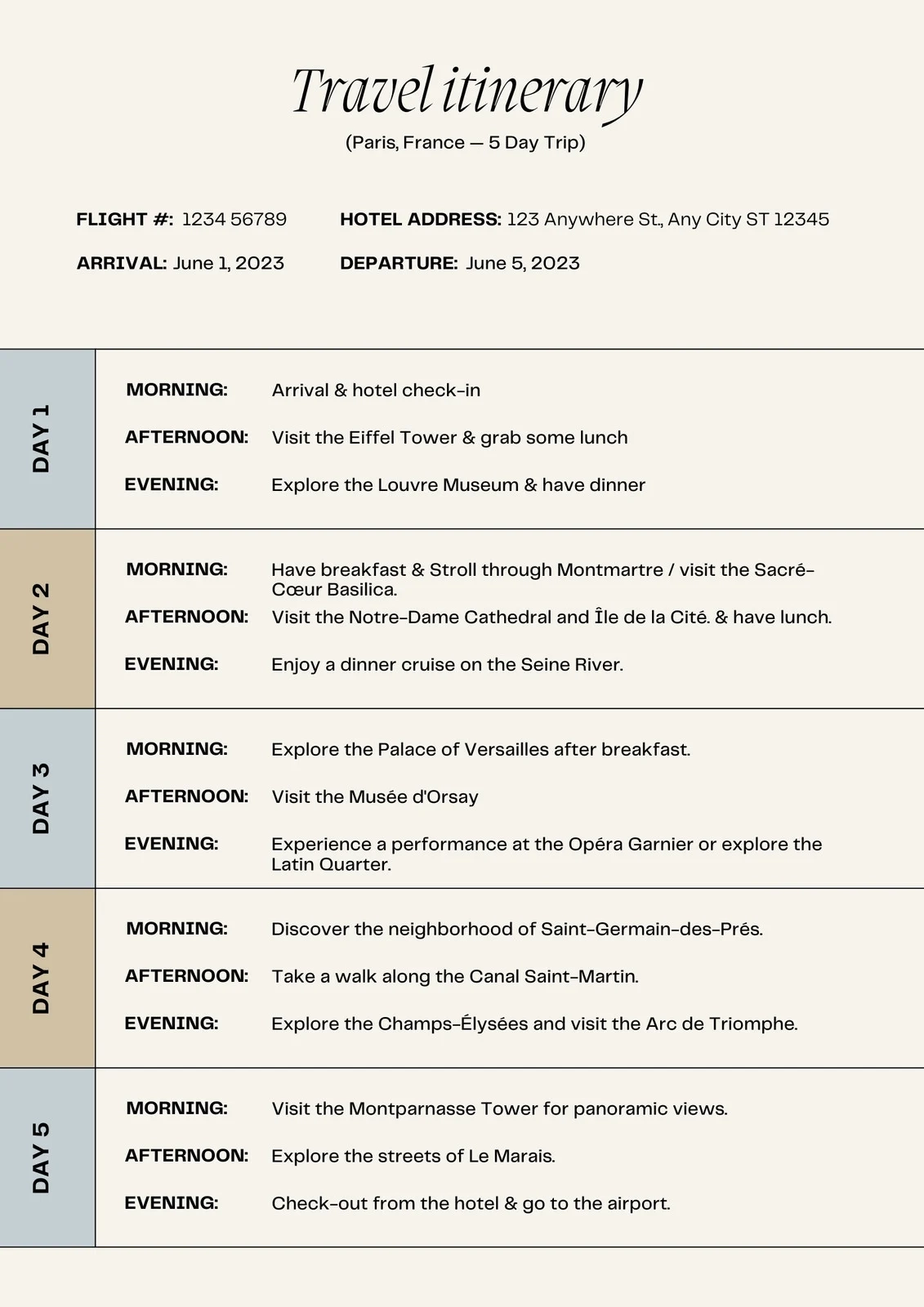 Free And Customizable Itinerary Templates Canva